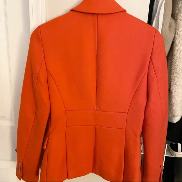 J. Crew Military Oxford Wool Blazer in Bright Flame in Size 0 - Picture 5 of 12